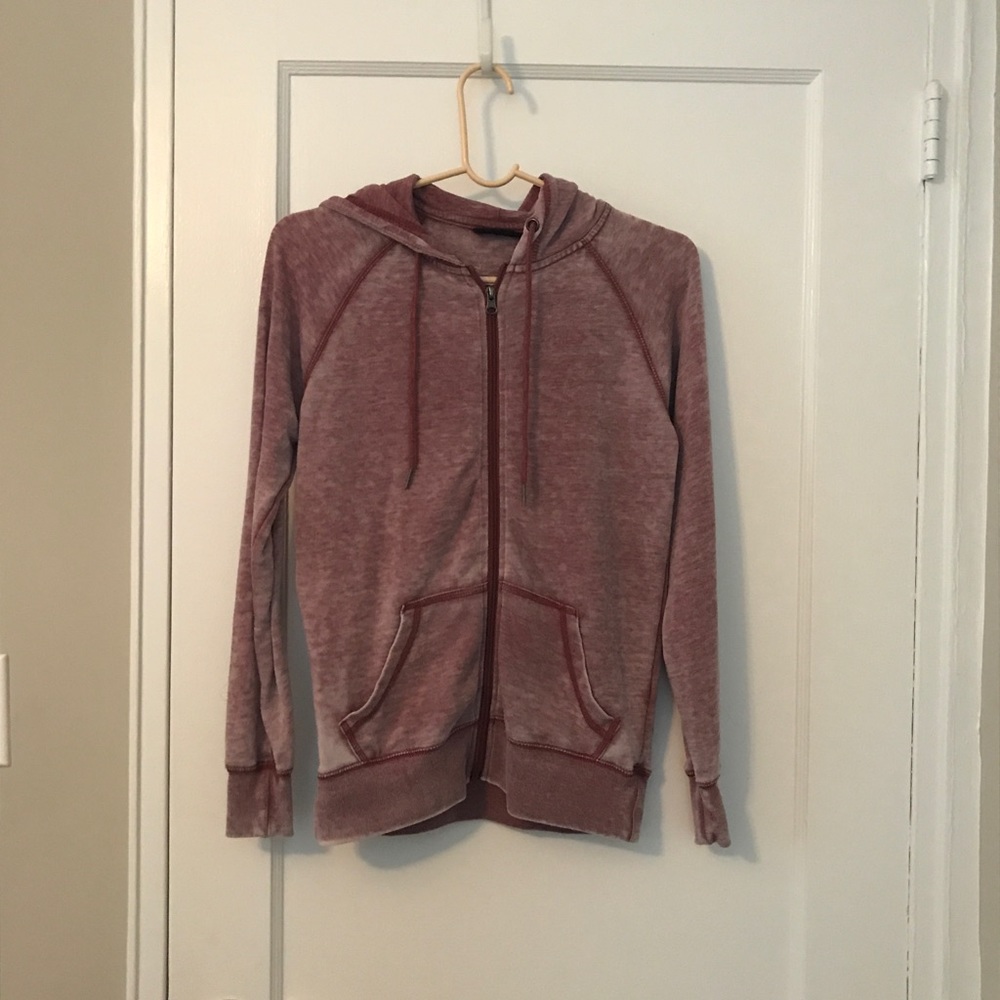 faded maroon zip up sweatshirt from Cotton On